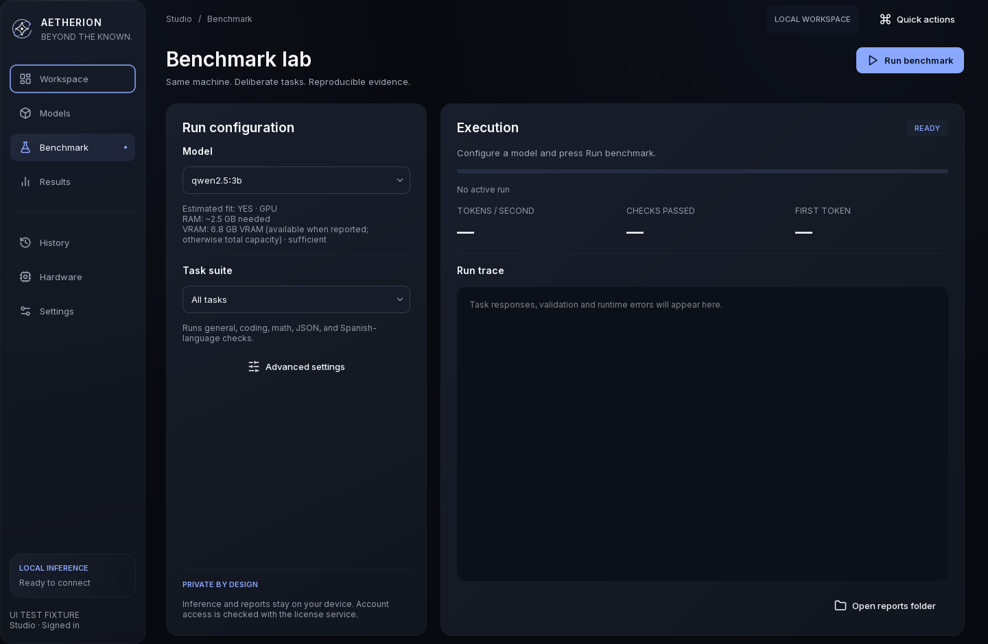 Configuración y ejecución de benchmarks con datos de demostración